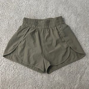 Lalala green athletic shorts, high-waisted, lined, size XS (0-2)
